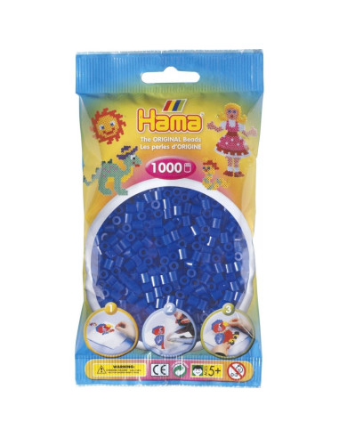 Hama, midi vasalható gyöngyök - 1000 db, neon kék - 